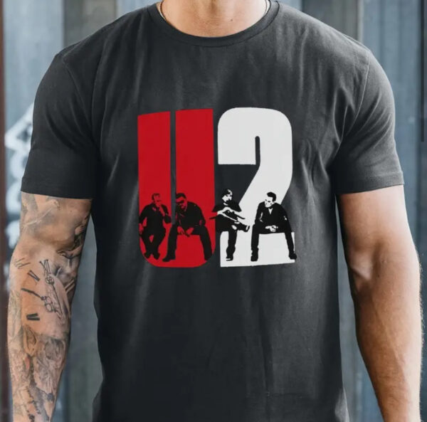 U2 Print Dark Grey Mens T Shirt