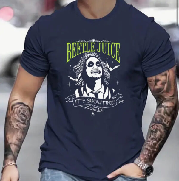 Beetlejuice Navy Blue Men's Print T Shirt