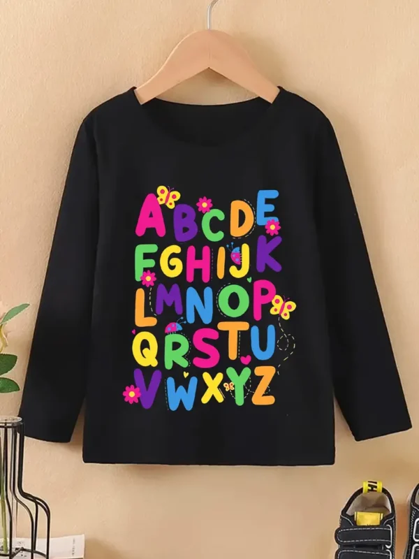 Long Sleeve Casual T Shirt - Alphabet Print