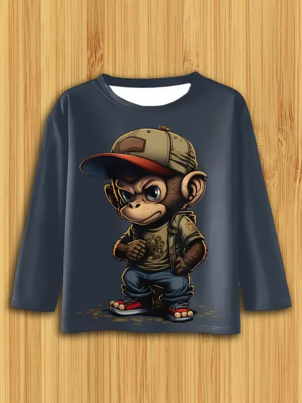 Long Sleeve Casual T Shirt - Printed Monkey