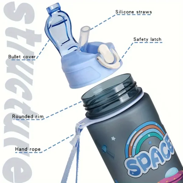 Kids Space 21oz Themed Water Bottle with Straw - Image 2