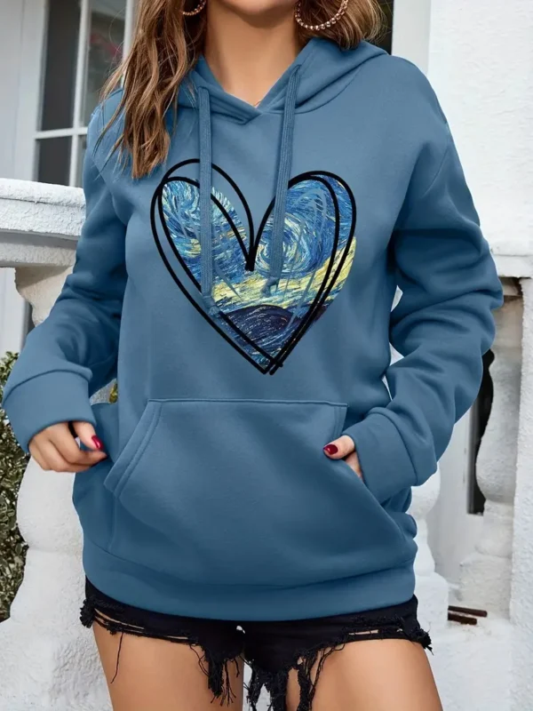 Women's Heart Print Hoodie