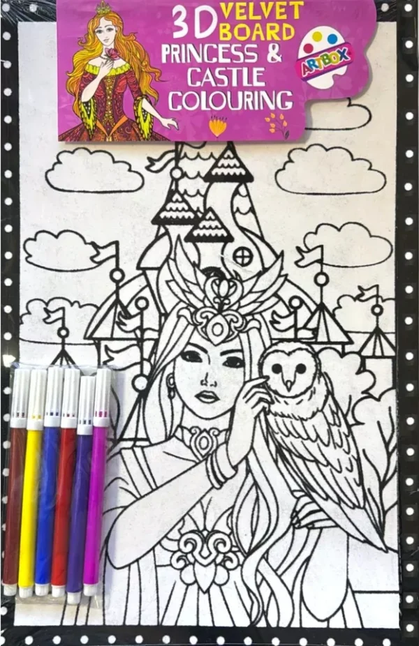 3D Velvet Board - Princess and Castle Colouring