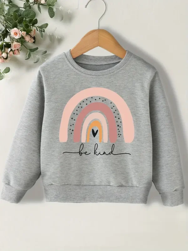 Girls Rainbow Casual Sweatshirt - Be Kind Print