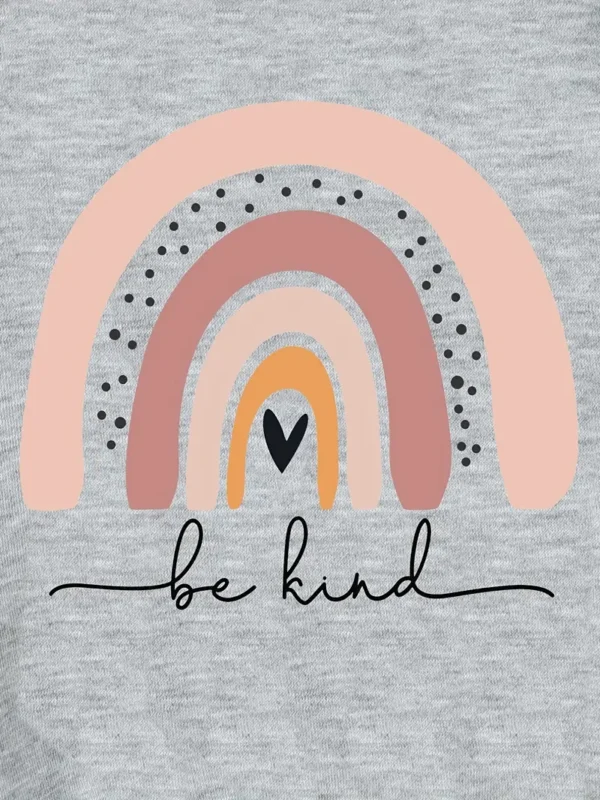 Girls Rainbow Casual Sweatshirt - Be Kind Print - Image 3