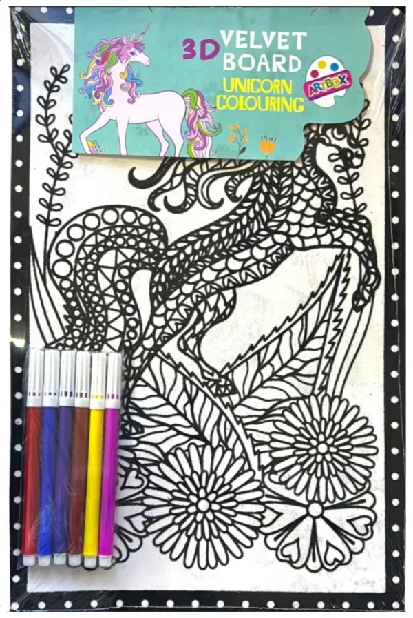 3D Velvet Board - Unicorn Colouring